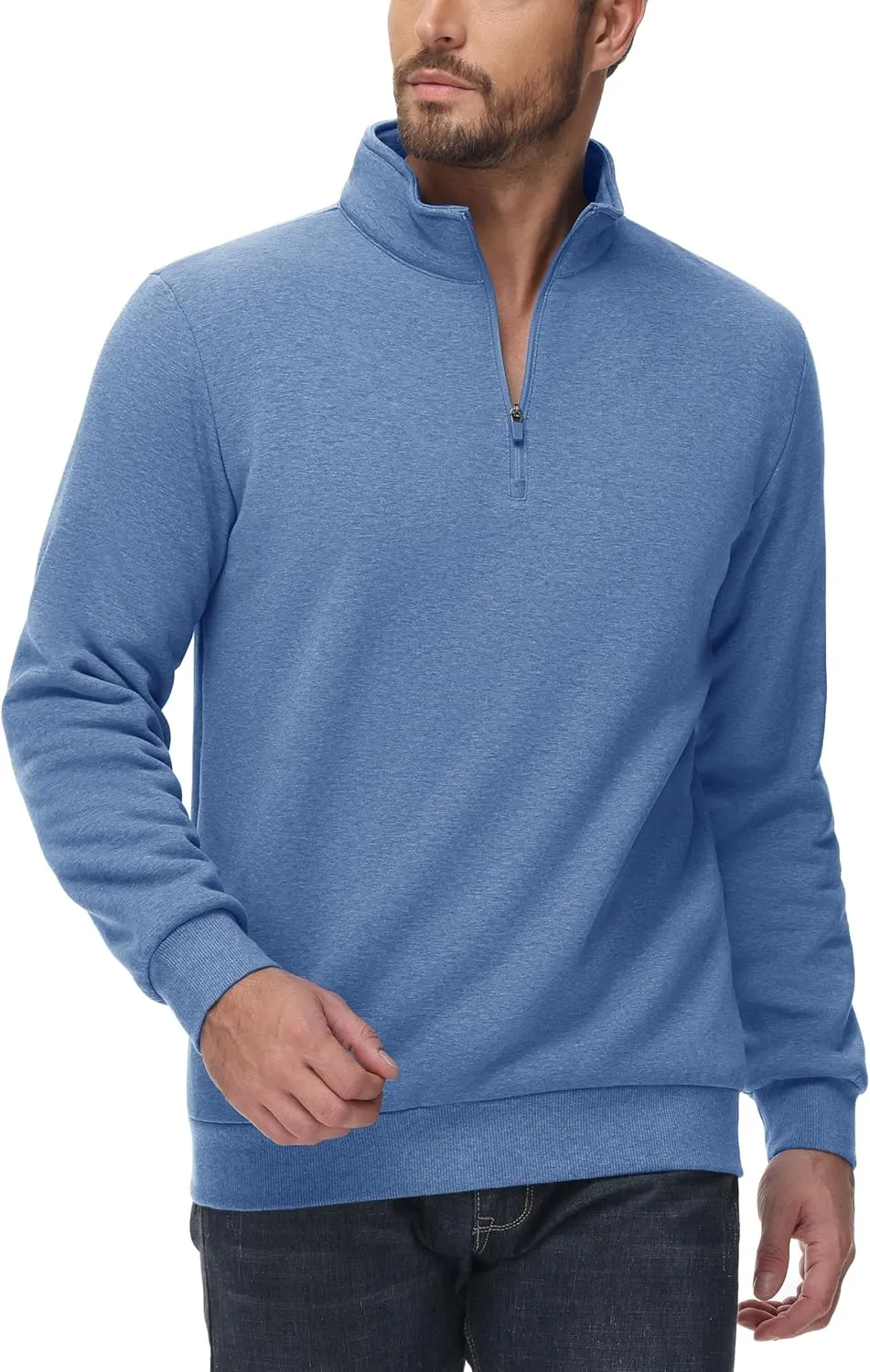 TACVASEN Men's Quarter Zip Sweatshirt Sherpa Lined Fleece Zipper Pullover Heavyweight Winter Warm Cotton Sweater