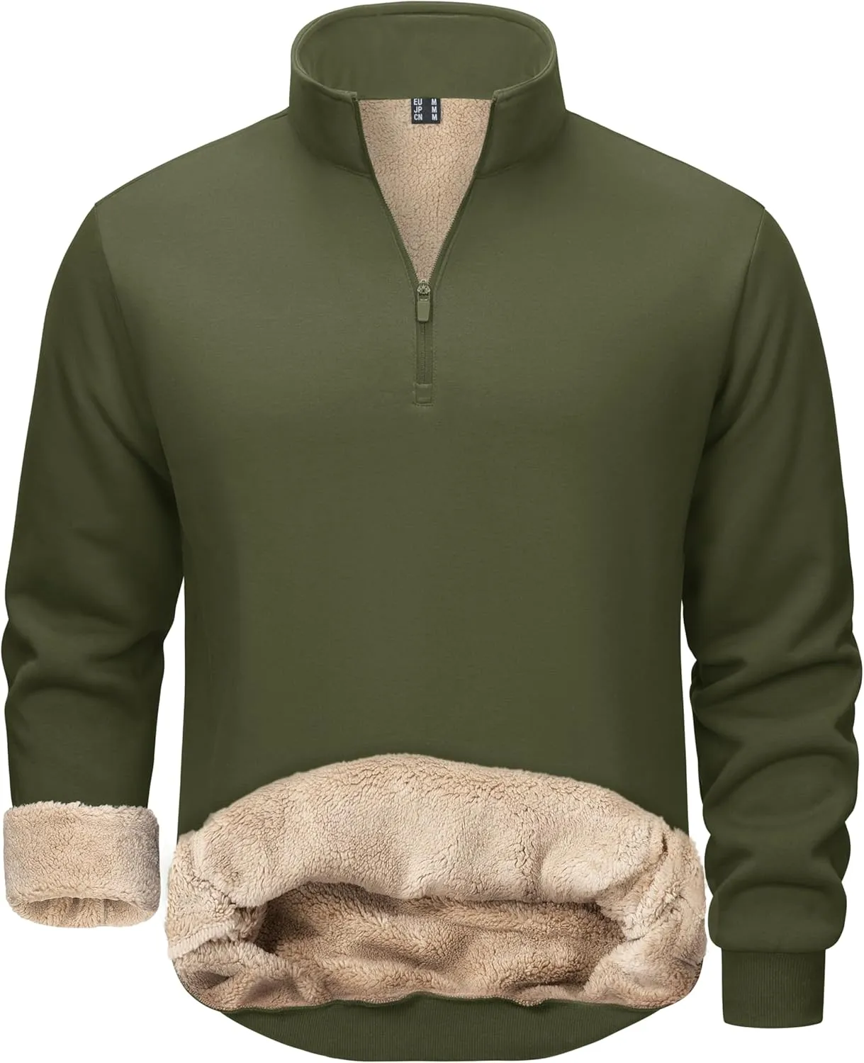 TACVASEN Men's Quarter Zip Sweatshirt Sherpa Lined Fleece Zipper Pullover Heavyweight Winter Warm Cotton Sweater