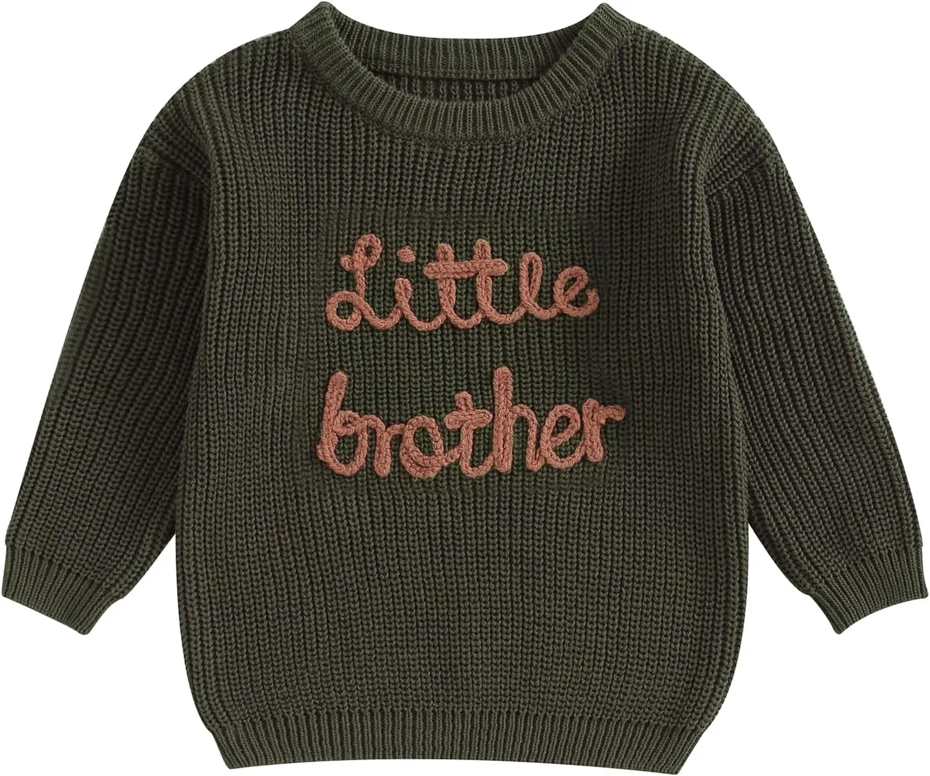 Toddler Baby Girl Boy Long Sleeve Knit Sweater Brothers Sisters Letter Embroidery Round Neck Pullover Fall Winter Tops
