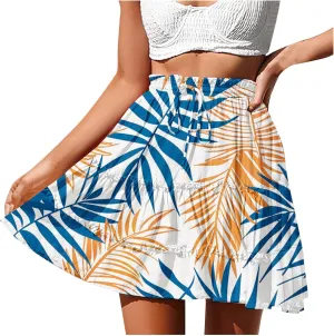 Trendy Irregular Hem Skirts for Women 2024 High Waist Tulle Loose Fit Long Skirt Pleated Printed Mesh Midi Skirts