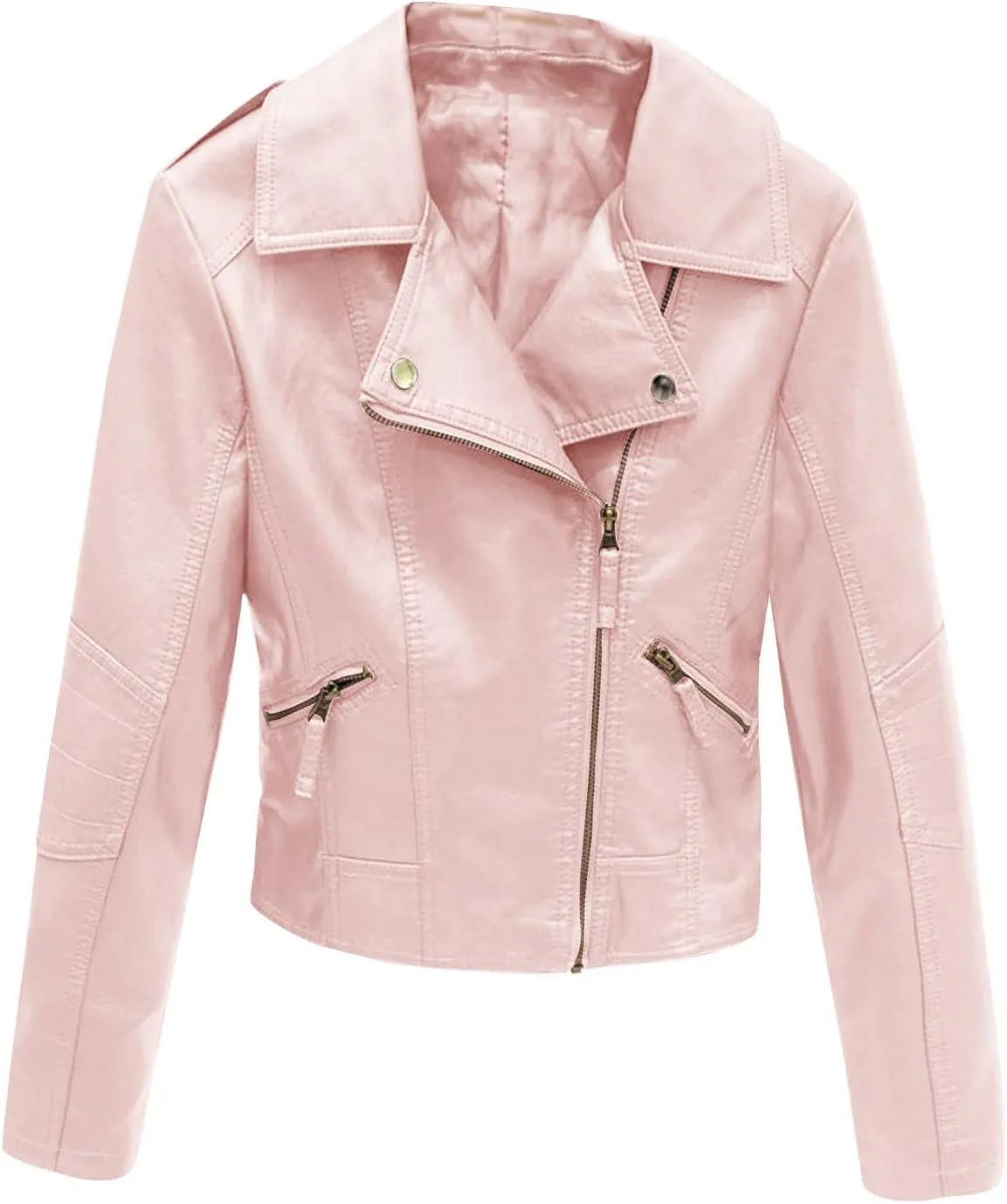 tuduoms Winter Jackets for Teen Girls Fashion Pu Leather Motorcycle Jacket Lapel Zipper Slim Bomber Coat Winter Warm Outwear