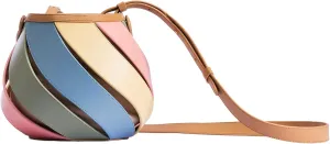 VULORA Cylindrical Color Contrast Hand Messenger Bag Small Trkiye Single Shoulder Women's Bag Ribbed Splicing Bucket Bag
