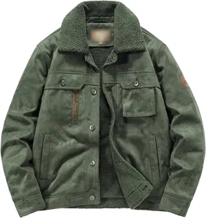 Winter Mens Fleece Jackets Thickened Turn-Down Collar Cotton Coat Male Padded Warm Solid Color Jacket