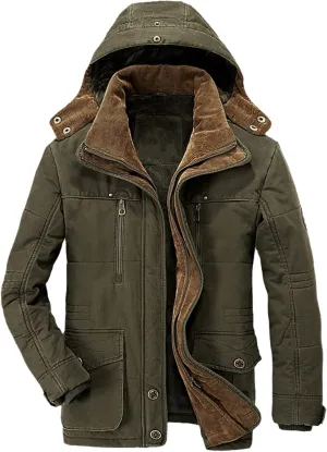 Winter Thick Warm Parkas Coat Men Military Cotton Padded Jackets Plus Size Overcoat Multi-Pocket Windbreaker Jacket