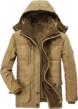 Winter Thick Warm Parkas Coat Men Military Cotton Padded Jackets Plus Size Overcoat Multi-Pocket Windbreaker Jacket