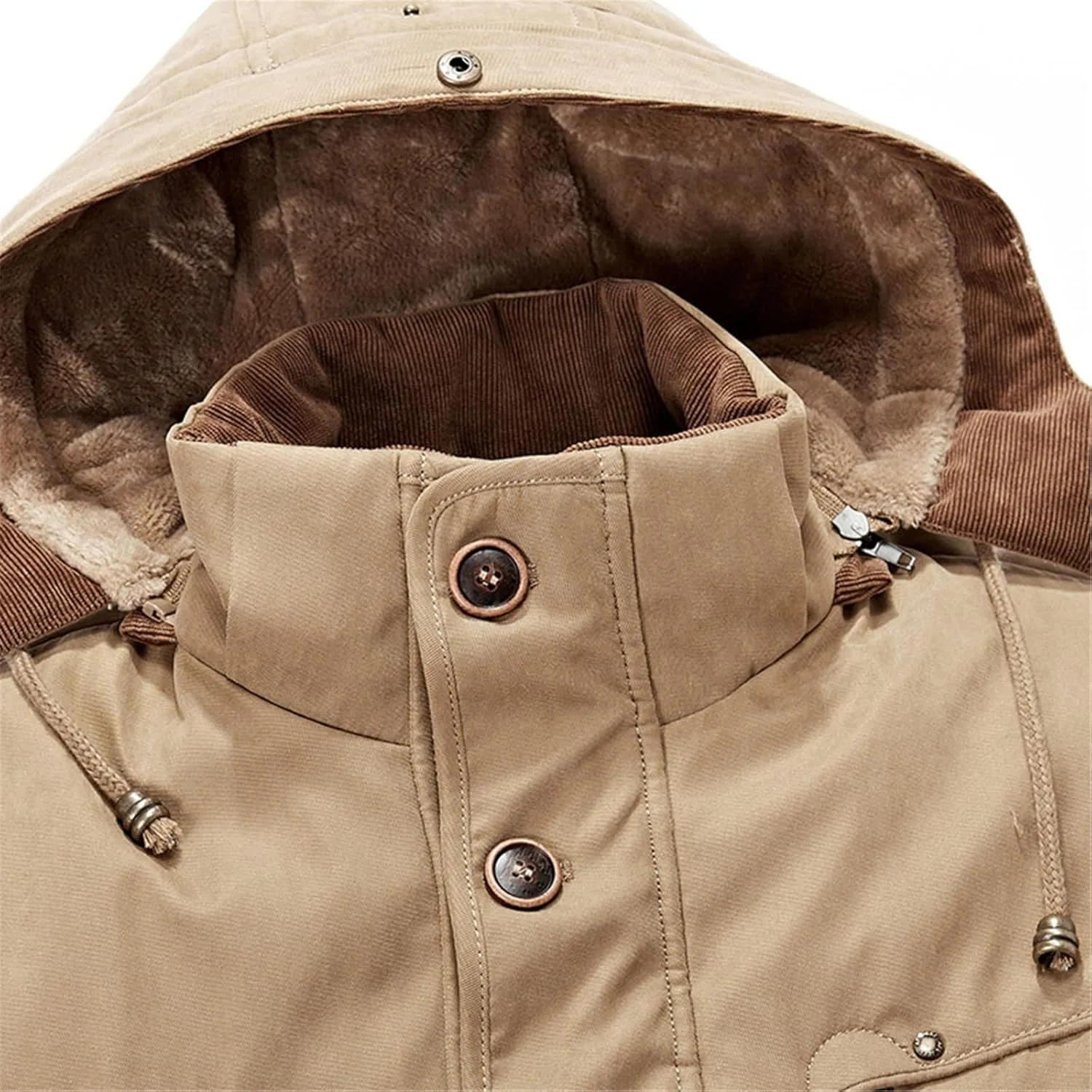 Winter Thick Warm Parkas Coat Men Military Cotton Padded Jackets Plus Size Overcoat Multi-Pocket Windbreaker Jacket