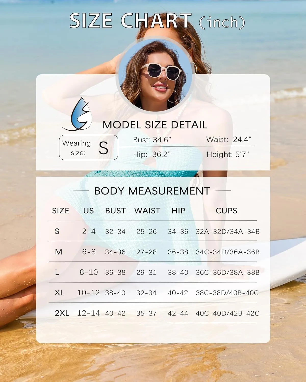 Women Bandeau Swimsuit Two Piece - Tummy Control Bathing Suit Full Coverage High Waisted Bikini Sets Halter Teens