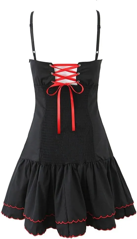 Women Floral Embroidery Spaghetti Straps Dress A-Line Holiday Party Lace Mini Dresses