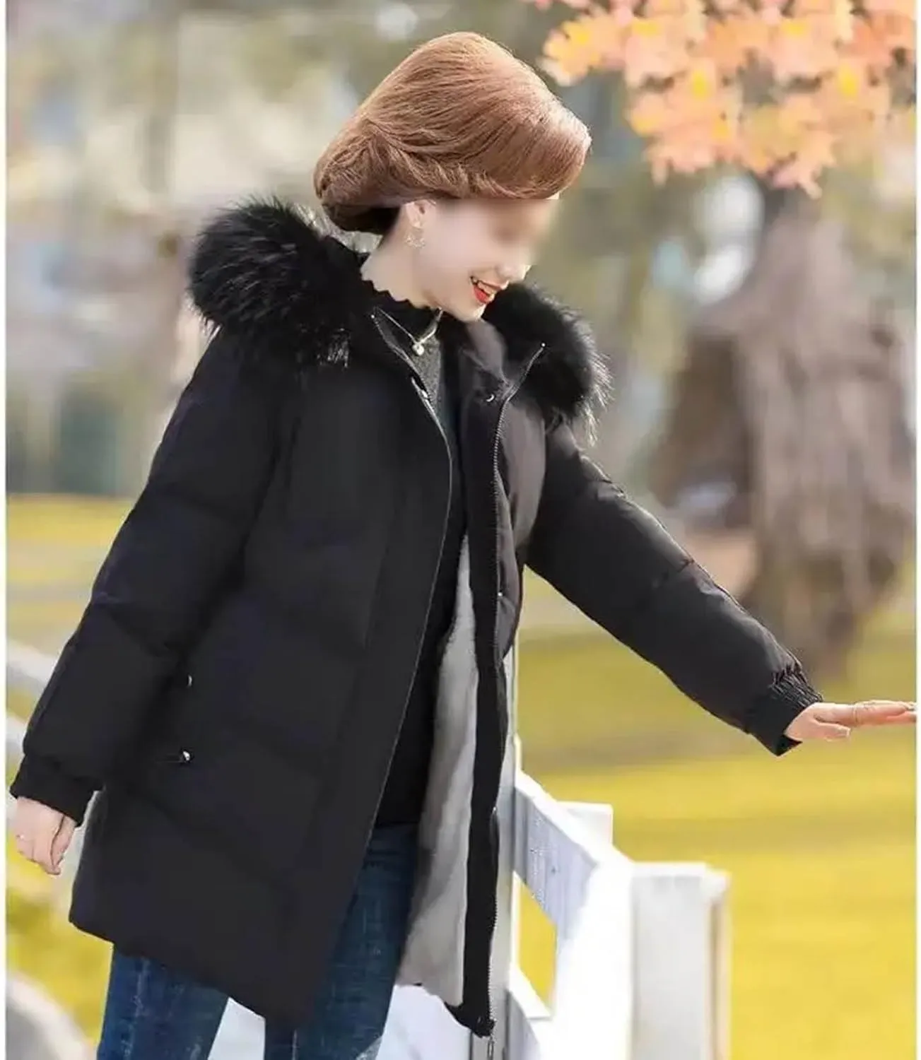 Women Hooded Cotton Down Jacket Winter Solid Thicken Warm Padded Coat Casual Middle-Aged Elderly Outwear