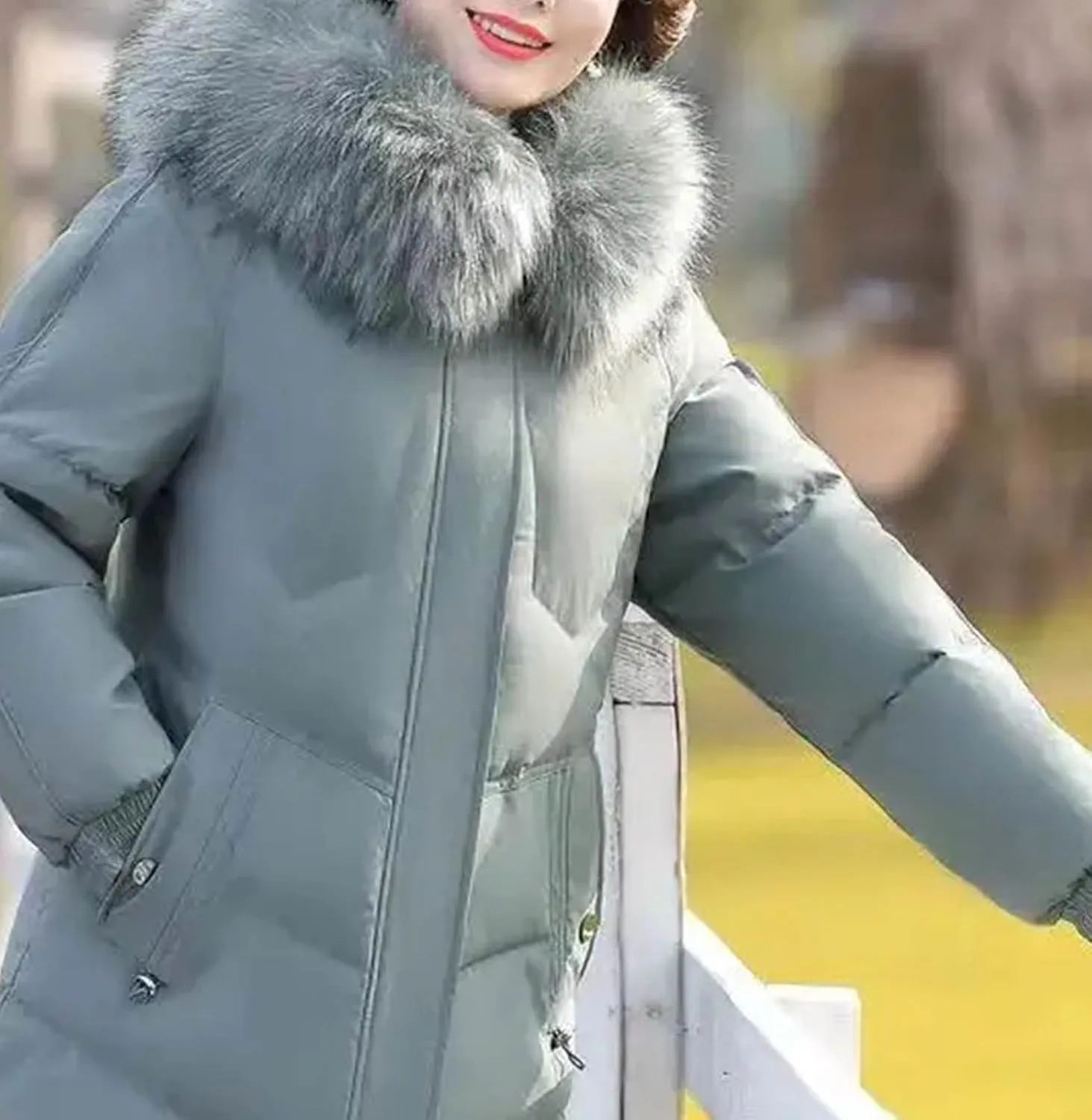 Women Hooded Cotton Down Jacket Winter Solid Thicken Warm Padded Coat Casual Middle-Aged Elderly Outwear