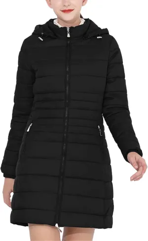 Women Long Warm Parka Coat With Hood Female Winter Outdoor Padded Cotton Portable Outwear Jackets