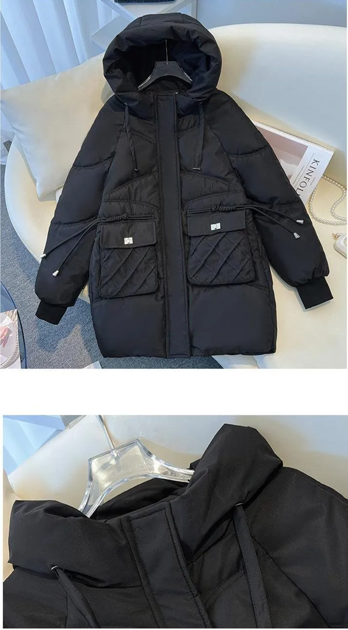Women Winter Puffer Jacket Women Overcoat Hooded Casual Loose Warm Parkas Thick Down Cotton Padded Coat