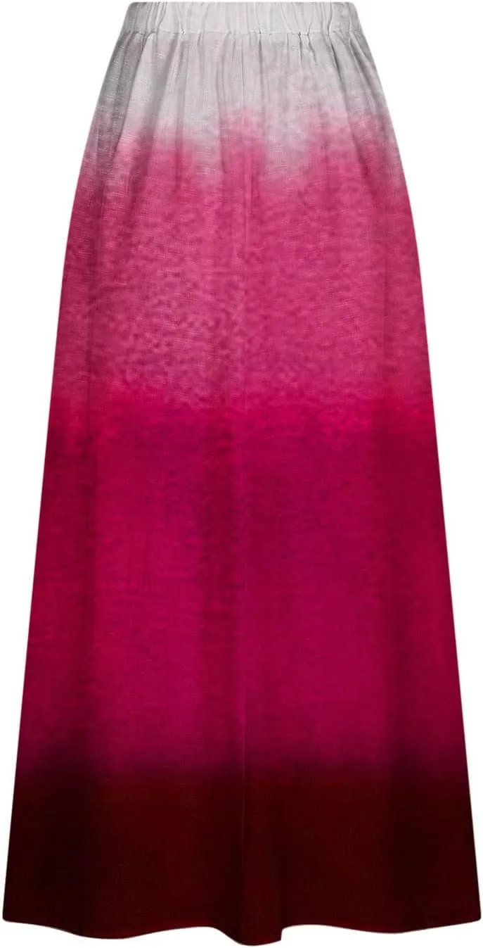 Women's 2024 Summer Printed Long Skirts Trendy Loose Fitted Skirt Pretty High Waist A-Line Maxi Skirt for Ladies