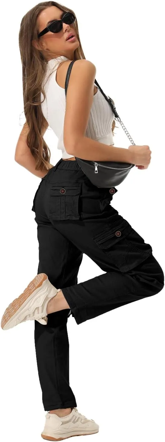 Women's Cotton Casual Military Army Cargo Combat Work Pants with 8 Pocket