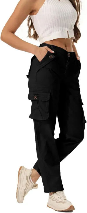 Women's Cotton Casual Military Army Cargo Combat Work Pants with 8 Pocket
