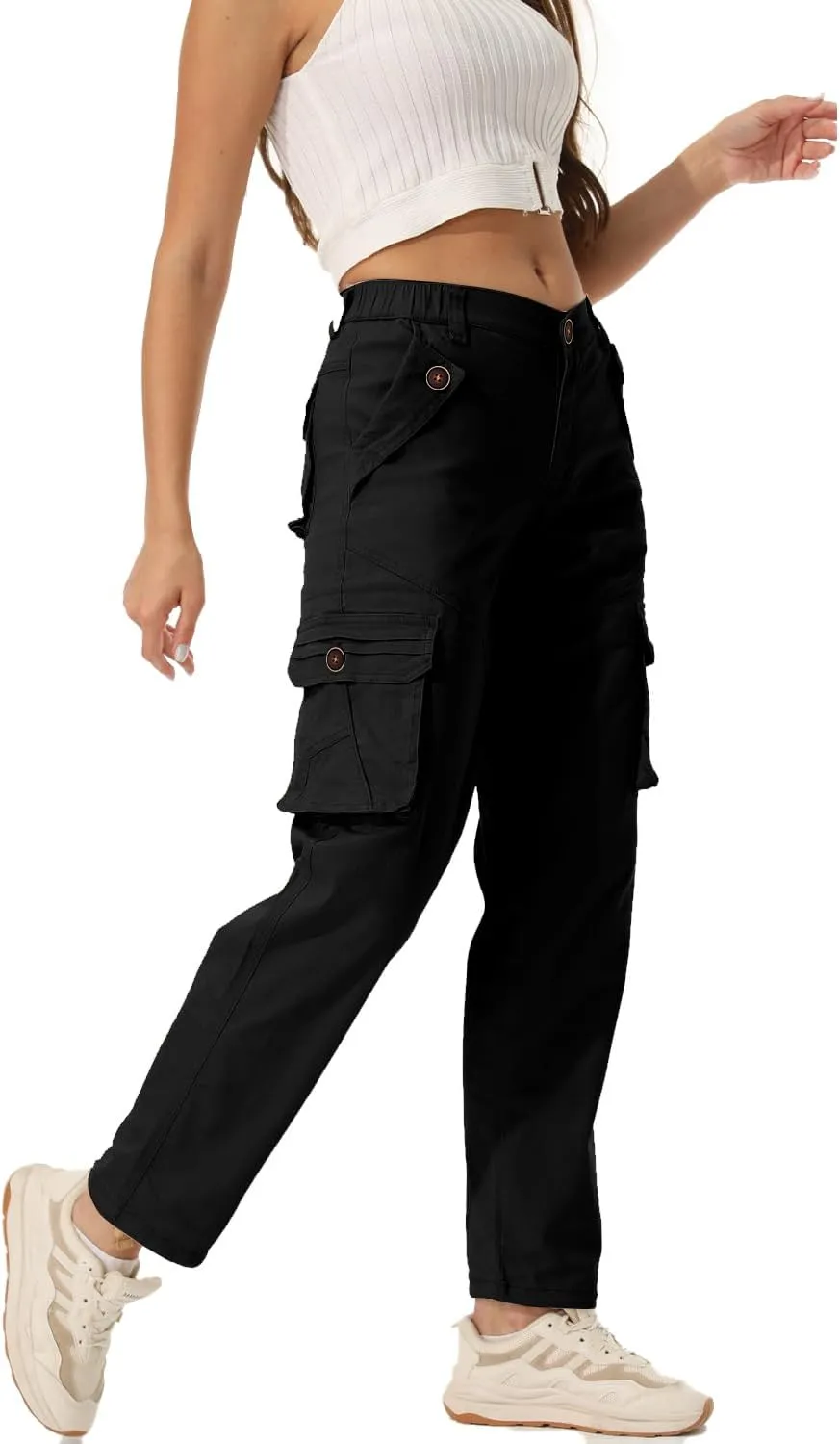 Women's Cotton Casual Military Army Cargo Combat Work Pants with 8 Pocket