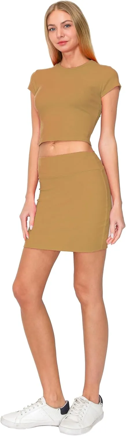 Women's Double-Layer Cotton Simple Stretchy Tube Pencil Mini Skirt