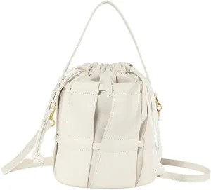 Women's Fashion Top Handle Bucket Bag PU Leather Hollow Out Crossbody Casual Tote Shoulder Bag Simple Handbag Pursebag230OWOISS