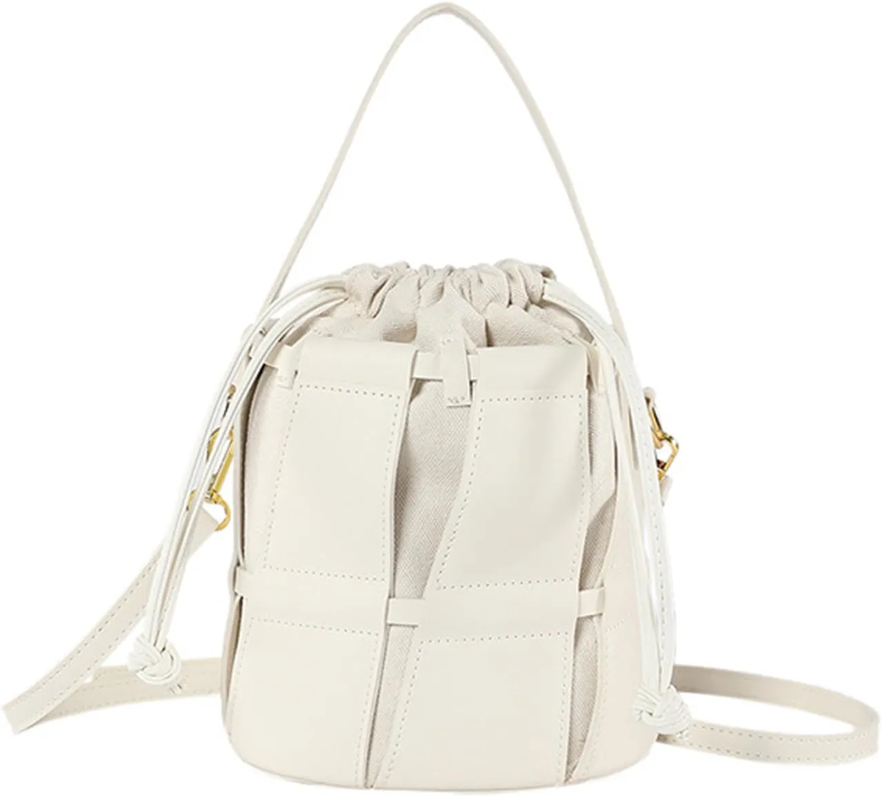 Women's Fashion Top Handle Bucket Bag PU Leather Hollow Out Crossbody Casual Tote Shoulder Bag Simple Handbag Pursebag230OWOISS