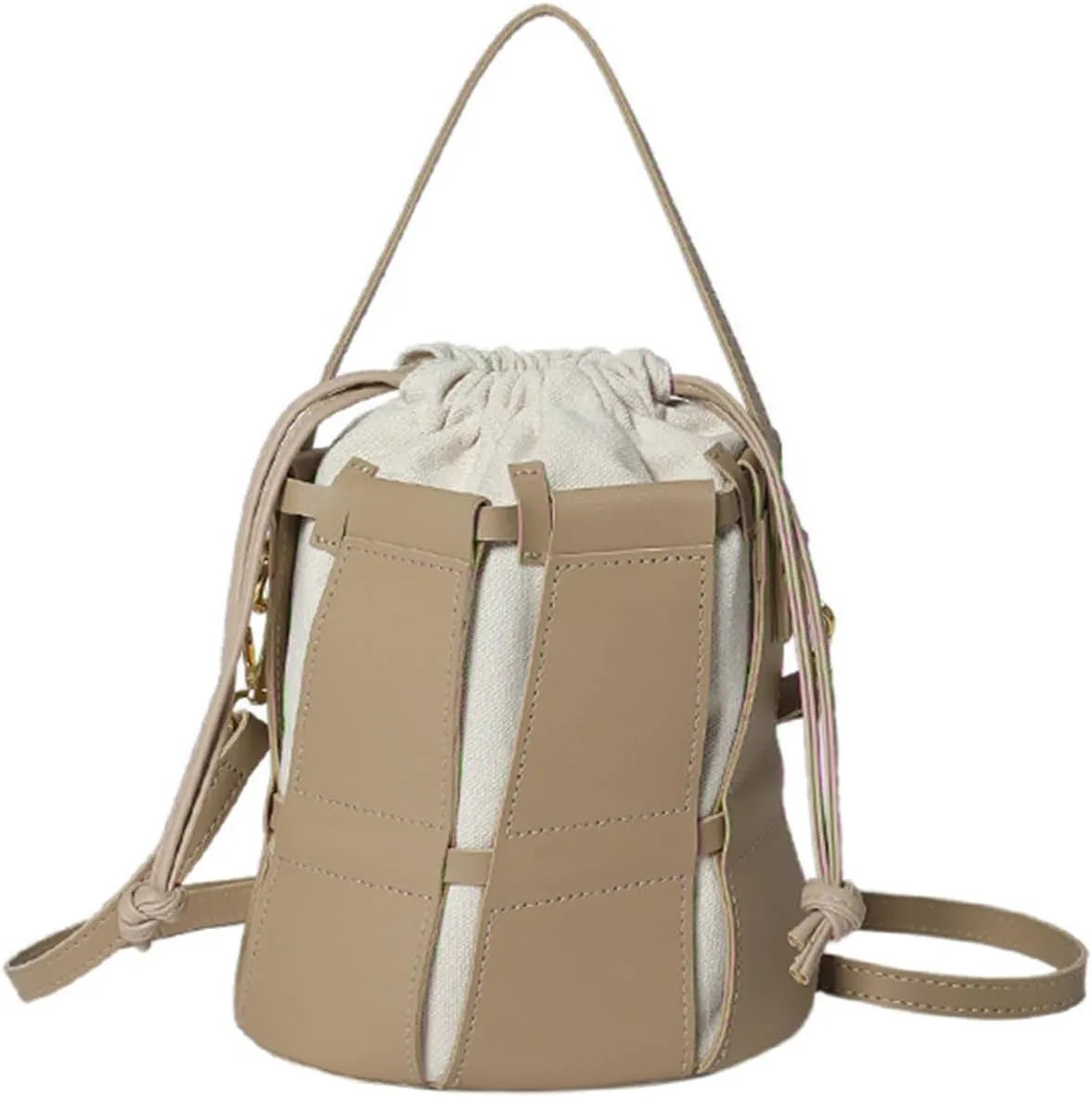 Women's Fashion Top Handle Bucket Bag PU Leather Hollow Out Crossbody Casual Tote Shoulder Bag Simple Handbag Pursebag233OWOISS