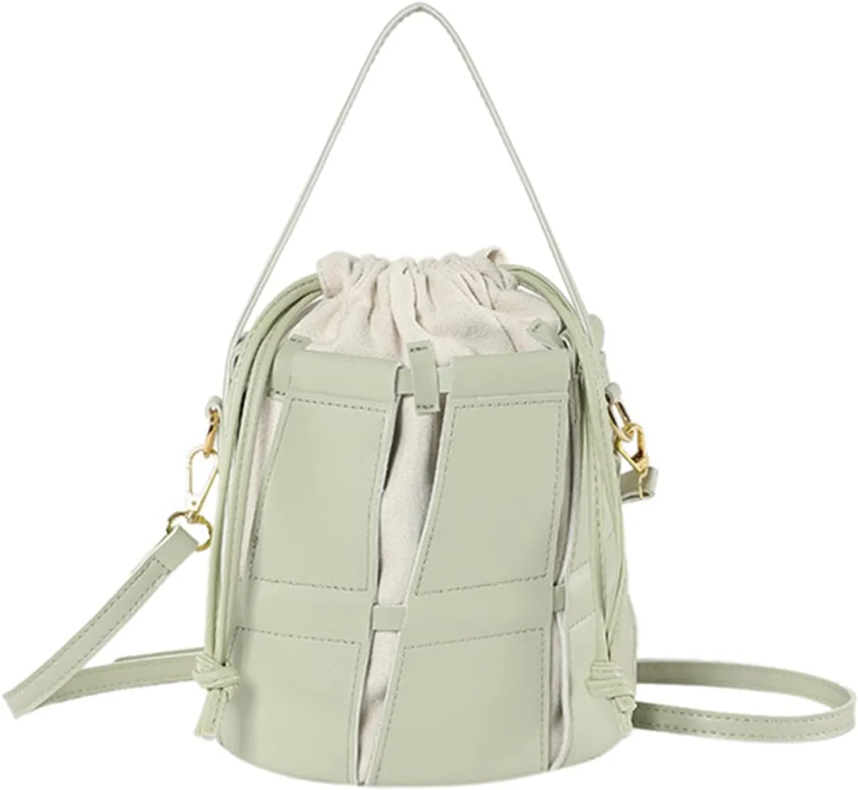 Women's Fashion Top Handle Bucket Bag PU Leather Hollow Out Crossbody Casual Tote Shoulder Bag Simple Handbag Pursebag234OWOISS