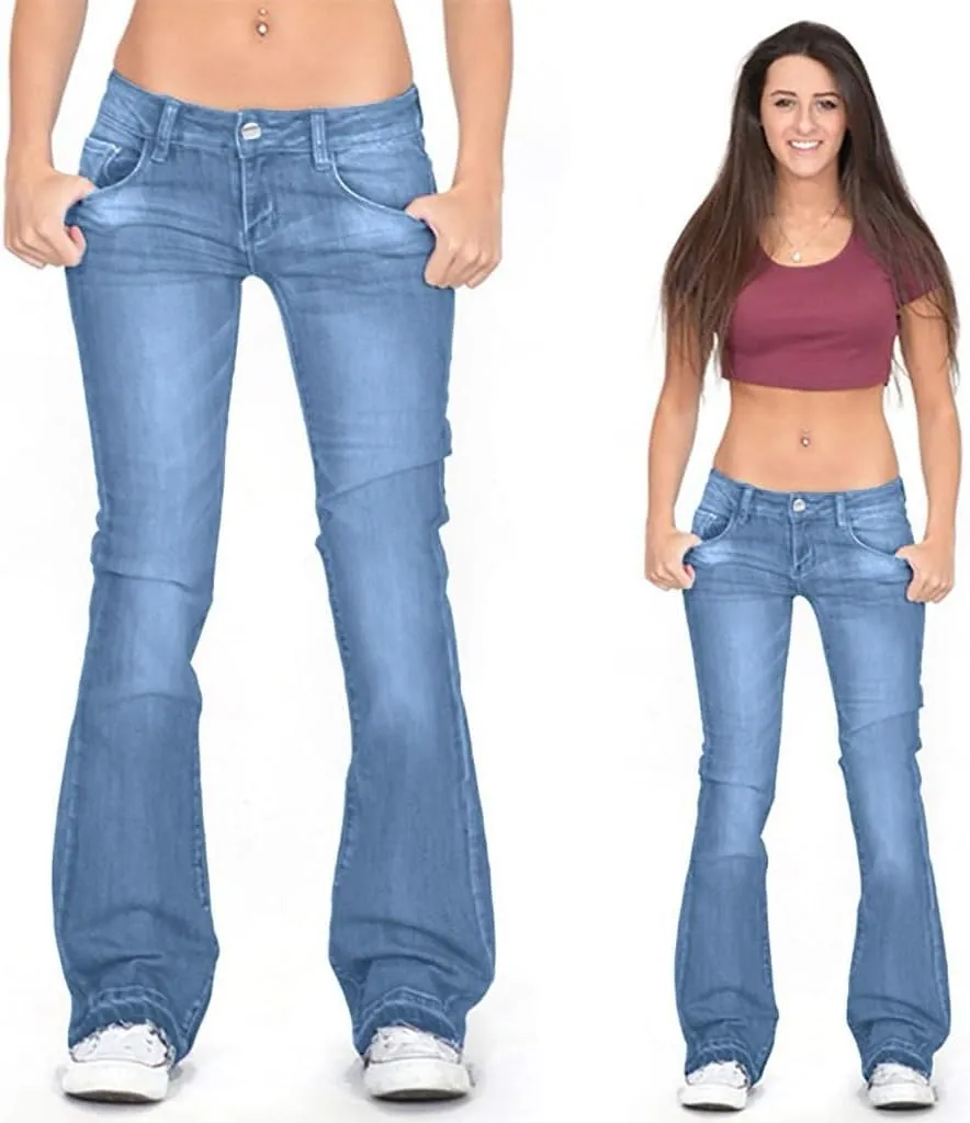 Womens Magic Shaping Bootcut Jeans Premium Stretchy Wide Leg Flared Bell Bottom Denim Pants Work Jeans with Pockets
