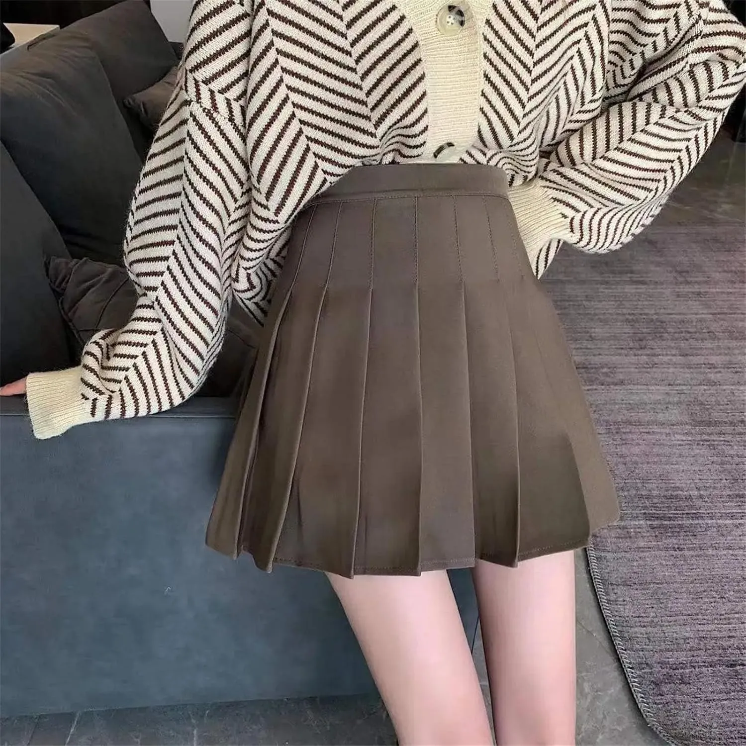 Womens Mini Pleated Short Skirt Slim Fit High Waisted A-Line Athletic Golf Short Skort