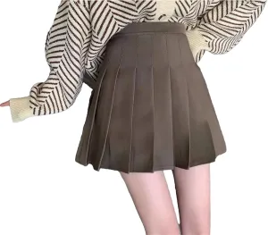 Womens Mini Pleated Short Skirt Slim Fit High Waisted A-Line Athletic Golf Short Skort