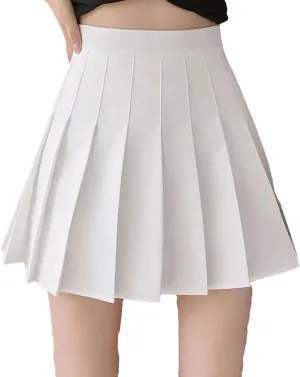 Womens Mini Pleated Short Skirt Slim Fit High Waisted A-Line Athletic Golf Short Skort