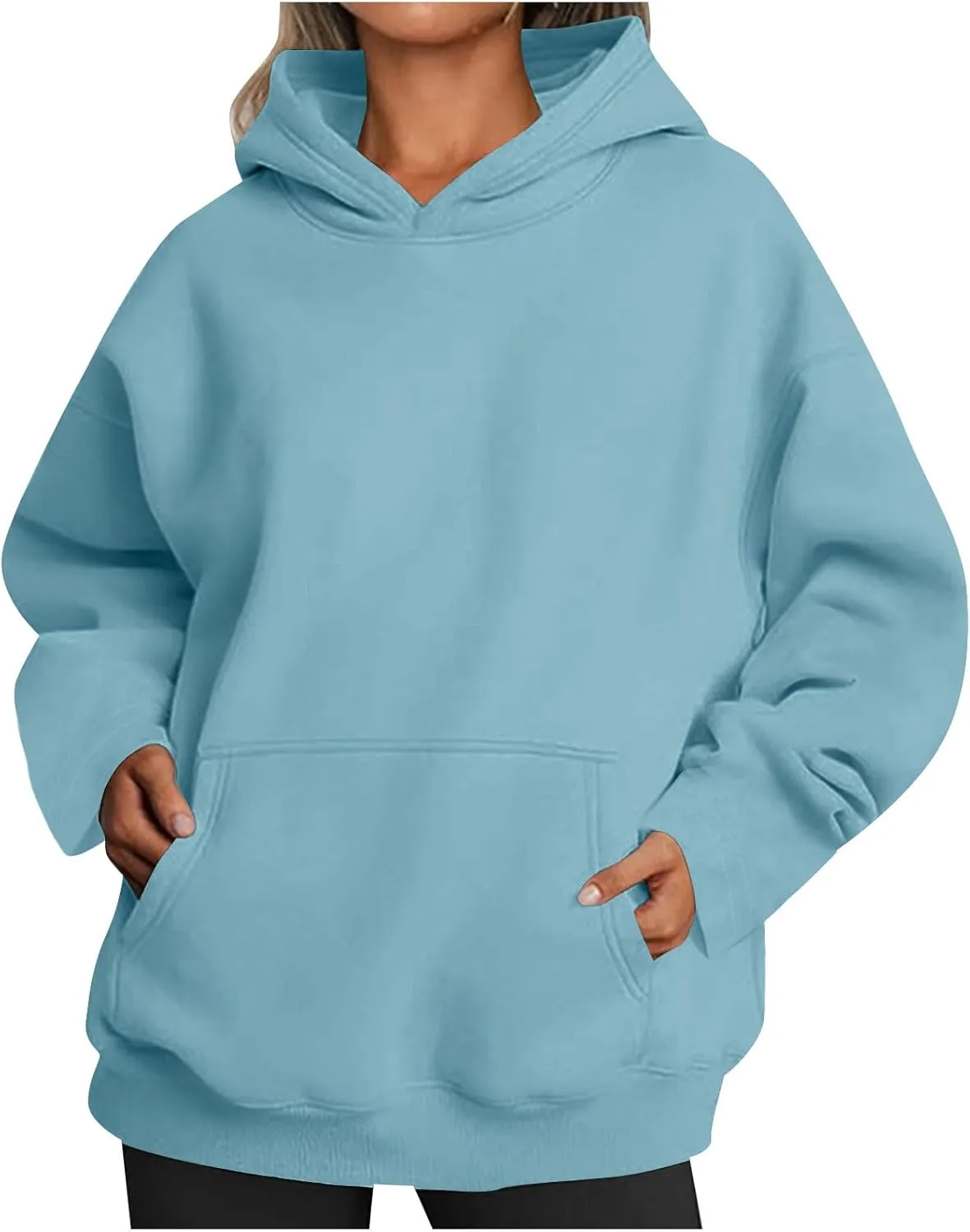 Women's Oversized Hoodies,Casual Crew Neck Long Sleeve Fleece Sweatshirts Pullover Sweaters Teen Girls Cute Tops