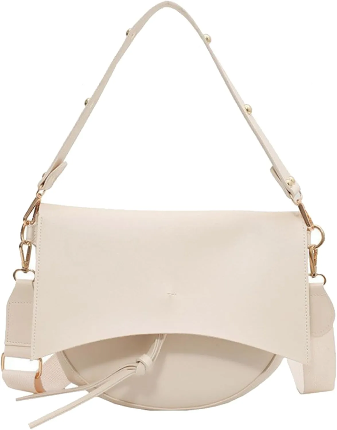Women's PU Leather Crossbody Bag Wide Strap Satchel Shoulder Bag Large Saddle Flap Tote Designer Handbag and Pursebag243OWOISS