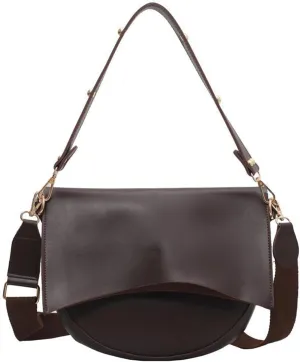 Women's PU Leather Crossbody Bag Wide Strap Satchel Shoulder Bag Large Saddle Flap Tote Designer Handbag and Pursebag246OWOISS