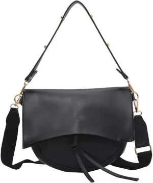 Women's PU Leather Crossbody Bag Wide Strap Satchel Shoulder Bag Large Saddle Flap Tote Designer Handbag and Pursebag247OWOISS