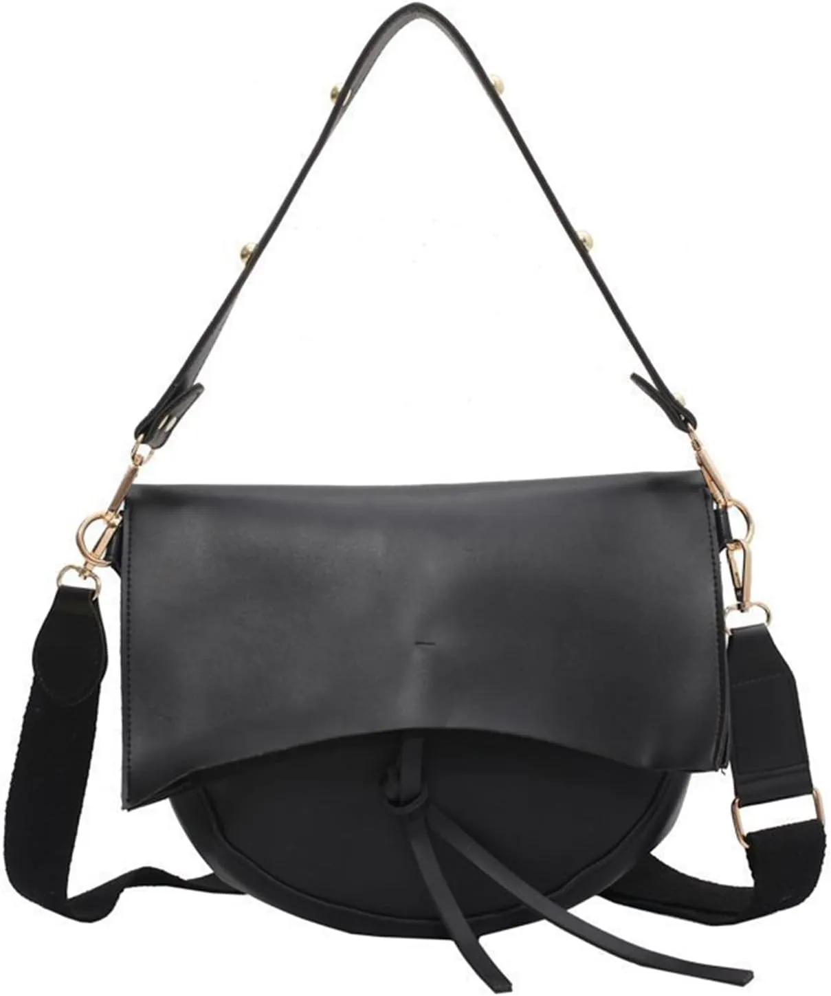 Women's PU Leather Crossbody Bag Wide Strap Satchel Shoulder Bag Large Saddle Flap Tote Designer Handbag and Pursebag247OWOISS