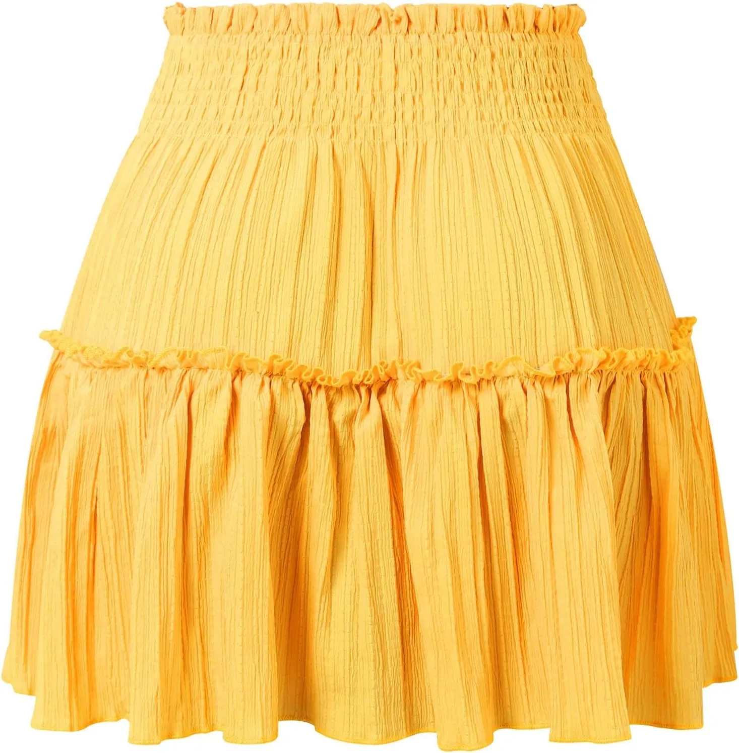 Womens Ruffle Mini Skirt Casual Summer High Waisted Flowy Vacation Boho Beach Trendy Loose Relaxed Fit Short Skirts