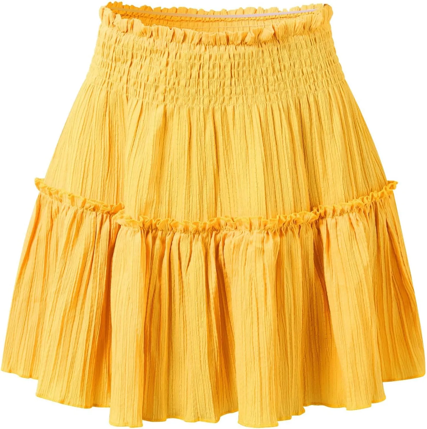 Womens Ruffle Mini Skirt Casual Summer High Waisted Flowy Vacation Boho Beach Trendy Loose Relaxed Fit Short Skirts