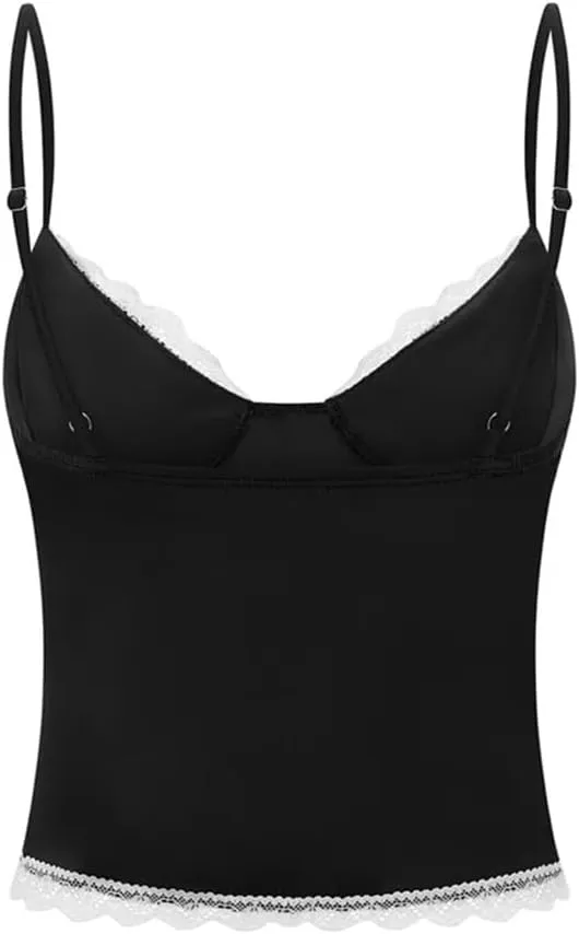 Women's Solid Color Simple Bow Lace Patchwork Sleeveless Camisole
