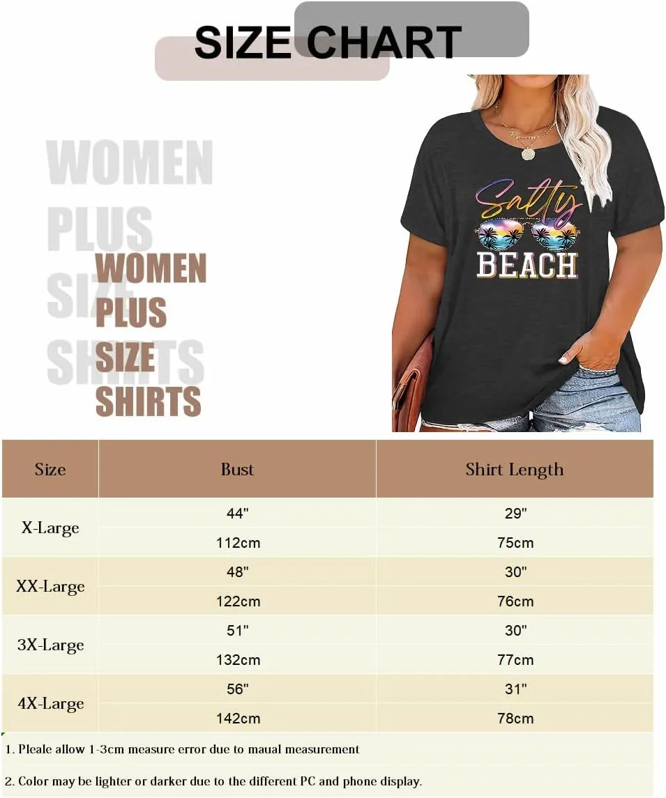 Women's Summer Plus Size Beach Vacation Printed Short Sleeve Round Neck Casual Top
