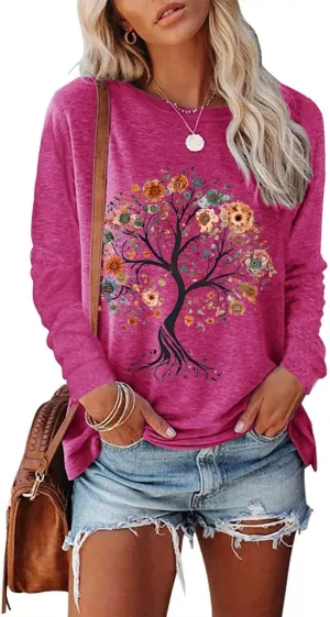 Women's Western Cowgirl Long Sleeve Shirts Vintage Country Music Fall T-Shirt Hiking Travel Sweatshirt Tops