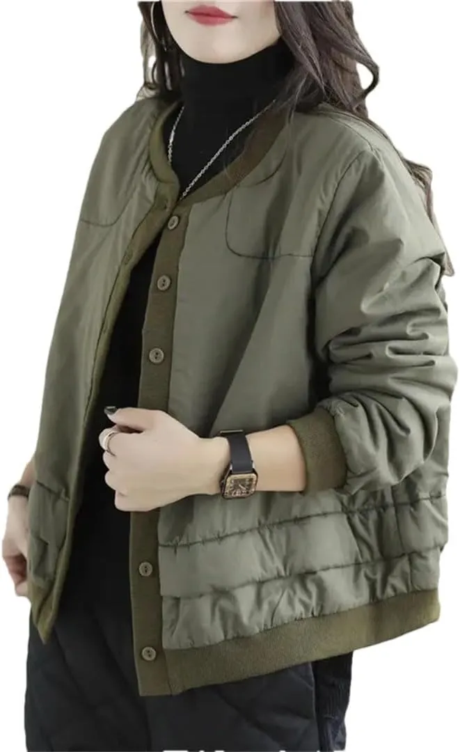 Women's Winter Cotton Padded Clothes Lightweight Warm Cotton Coat Style Loose Casual Jacket Tops