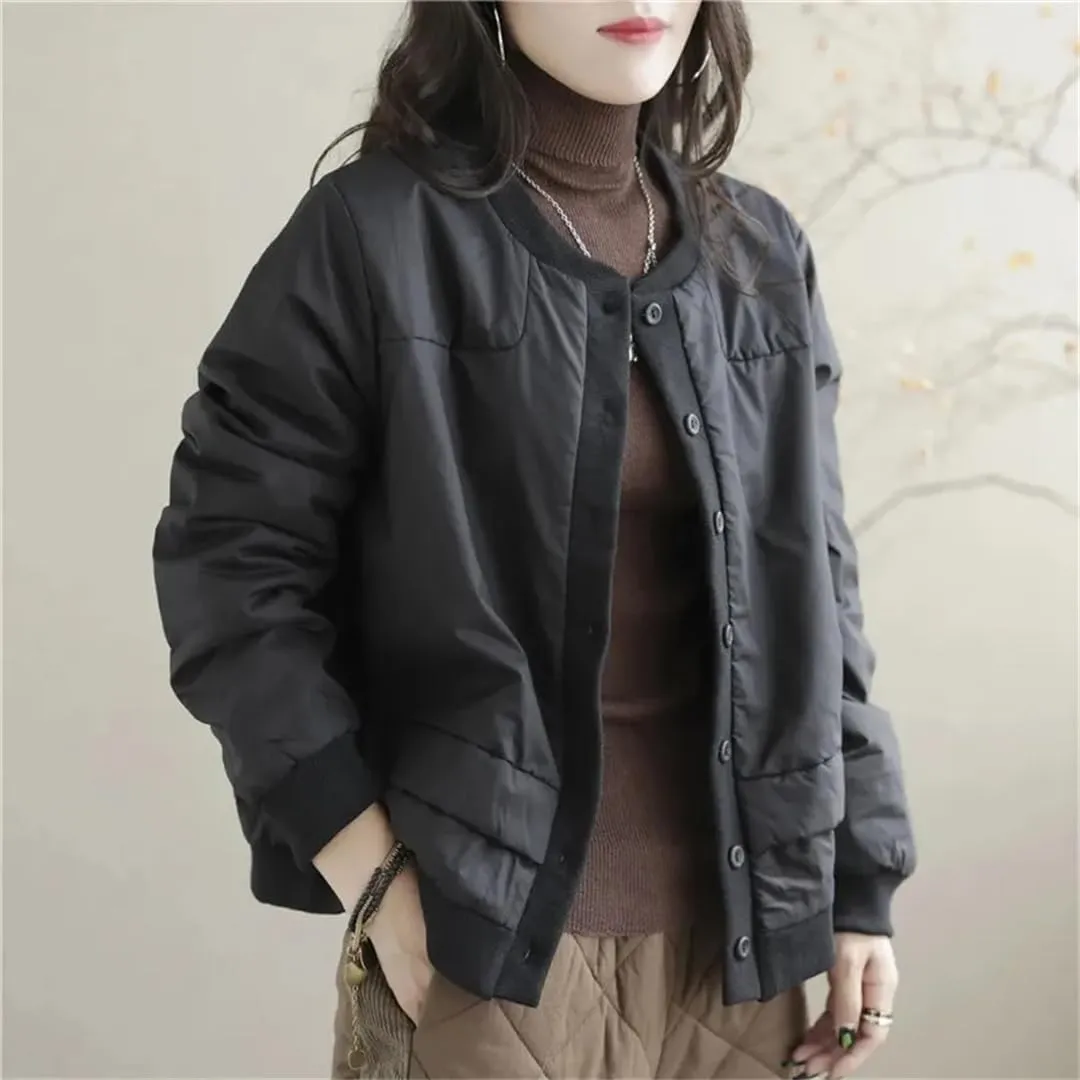 Women's Winter Cotton Padded Clothes Lightweight Warm Cotton Coat Style Loose Casual Jacket Tops