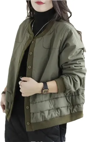 Women's Winter Cotton Padded Clothes Lightweight Warm Cotton Coat Style Loose Casual Jacket Tops