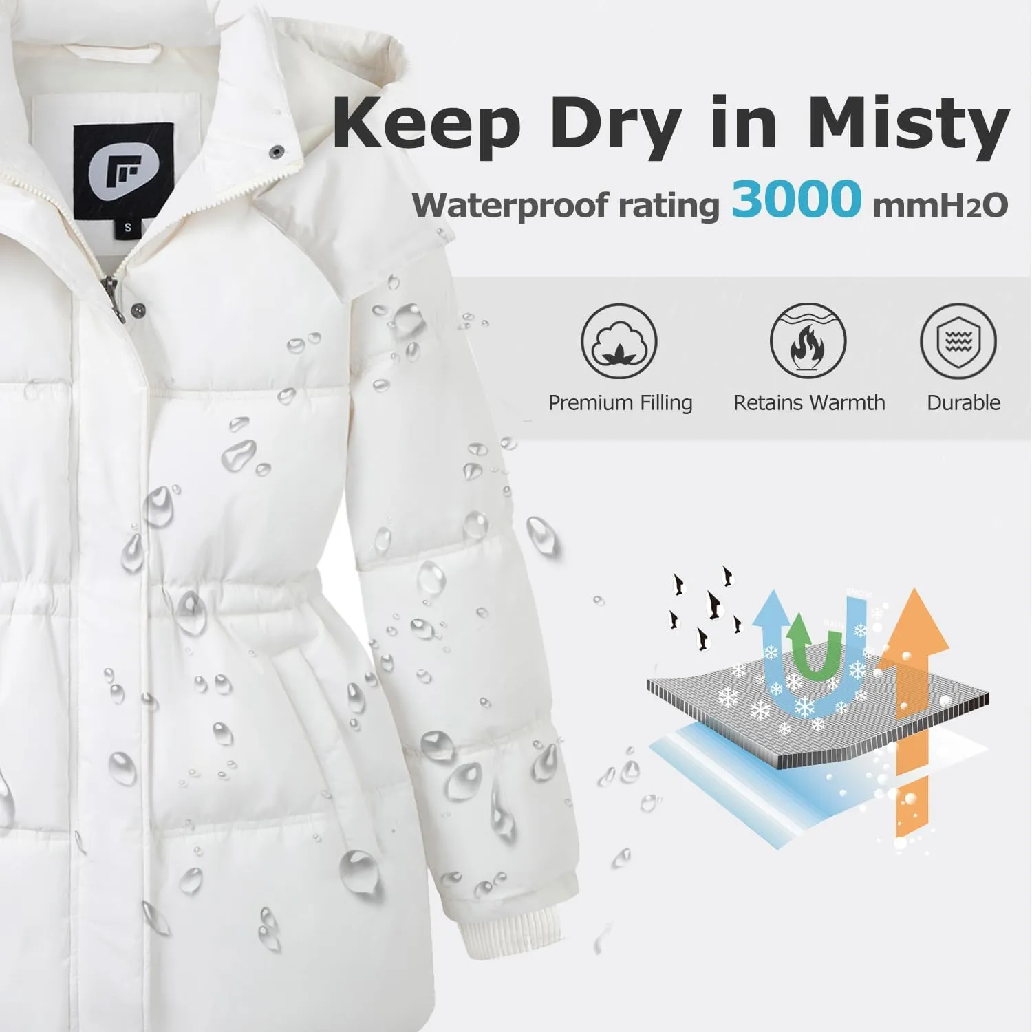 Women's Winter Warm Puffer Coat Cropped Slim Fit Down Jacket with Removable Hood Long Sleeve Lightweight Coats