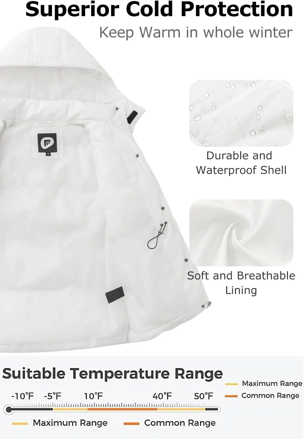 Women's Winter Warm Puffer Coat Cropped Slim Fit Down Jacket with Removable Hood Long Sleeve Lightweight Coats