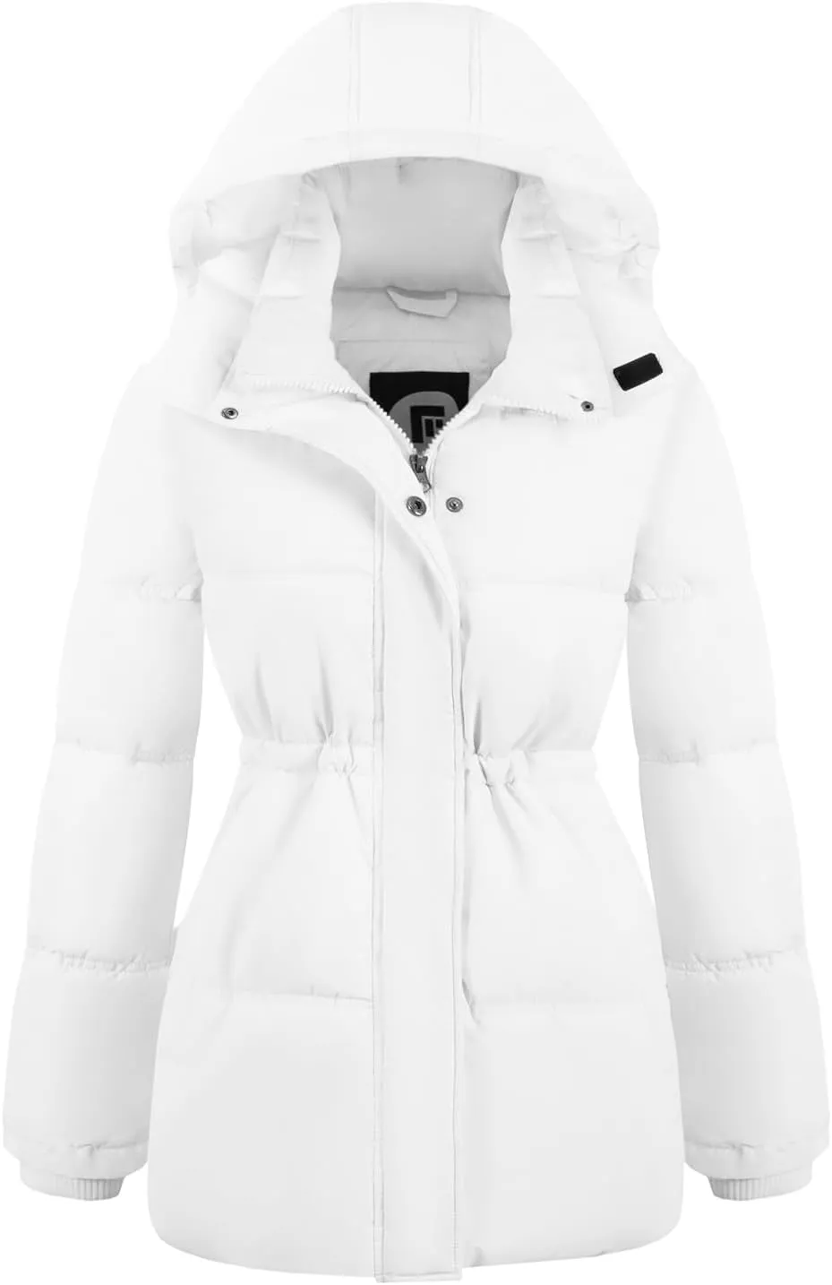 Women's Winter Warm Puffer Coat Cropped Slim Fit Down Jacket with Removable Hood Long Sleeve Lightweight Coats