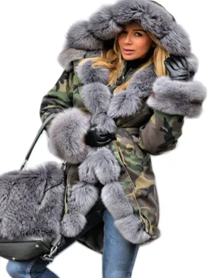 Women's Winter Zip Puffer Coat Thicken Fleece Lined Down Jackets Long Outwear Hooded Parka