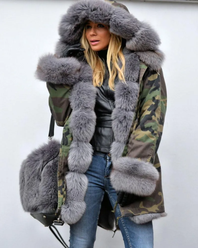 Women's Winter Zip Puffer Coat Thicken Fleece Lined Down Jackets Long Outwear Hooded Parka