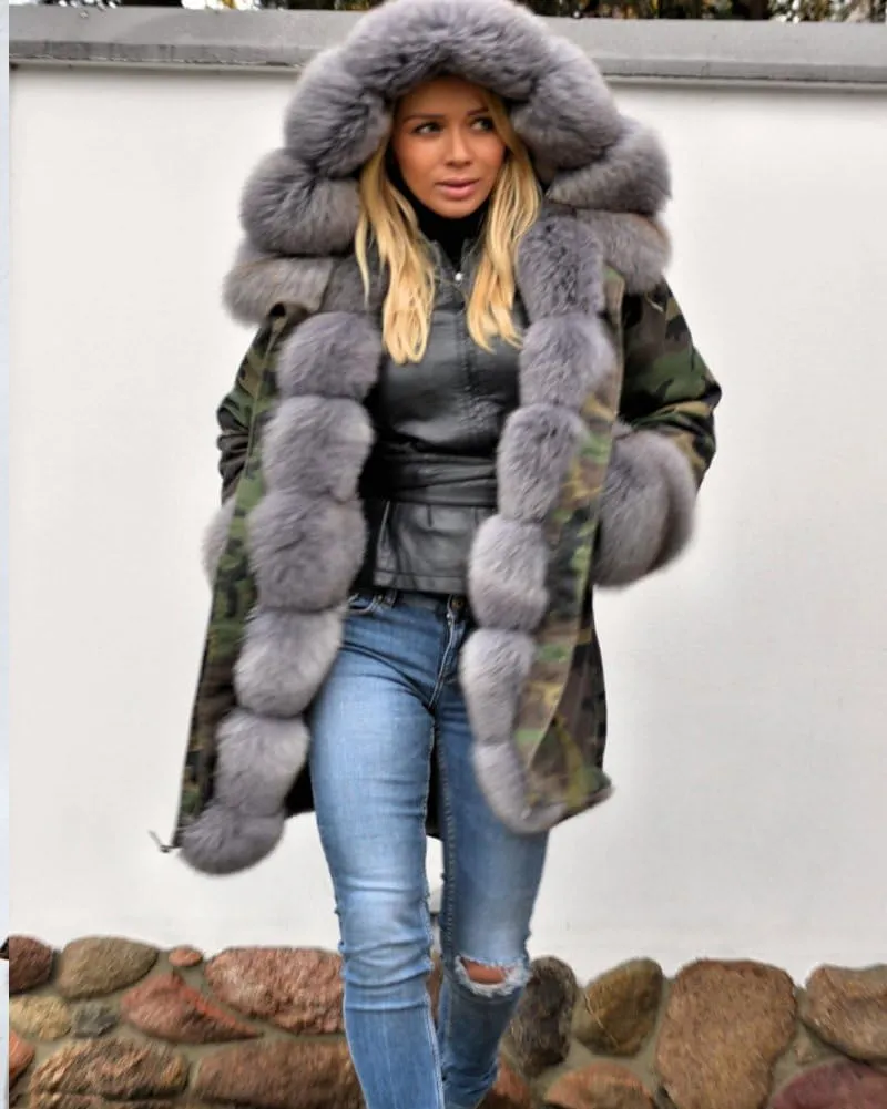 Women's Winter Zip Puffer Coat Thicken Fleece Lined Down Jackets Long Outwear Hooded Parka