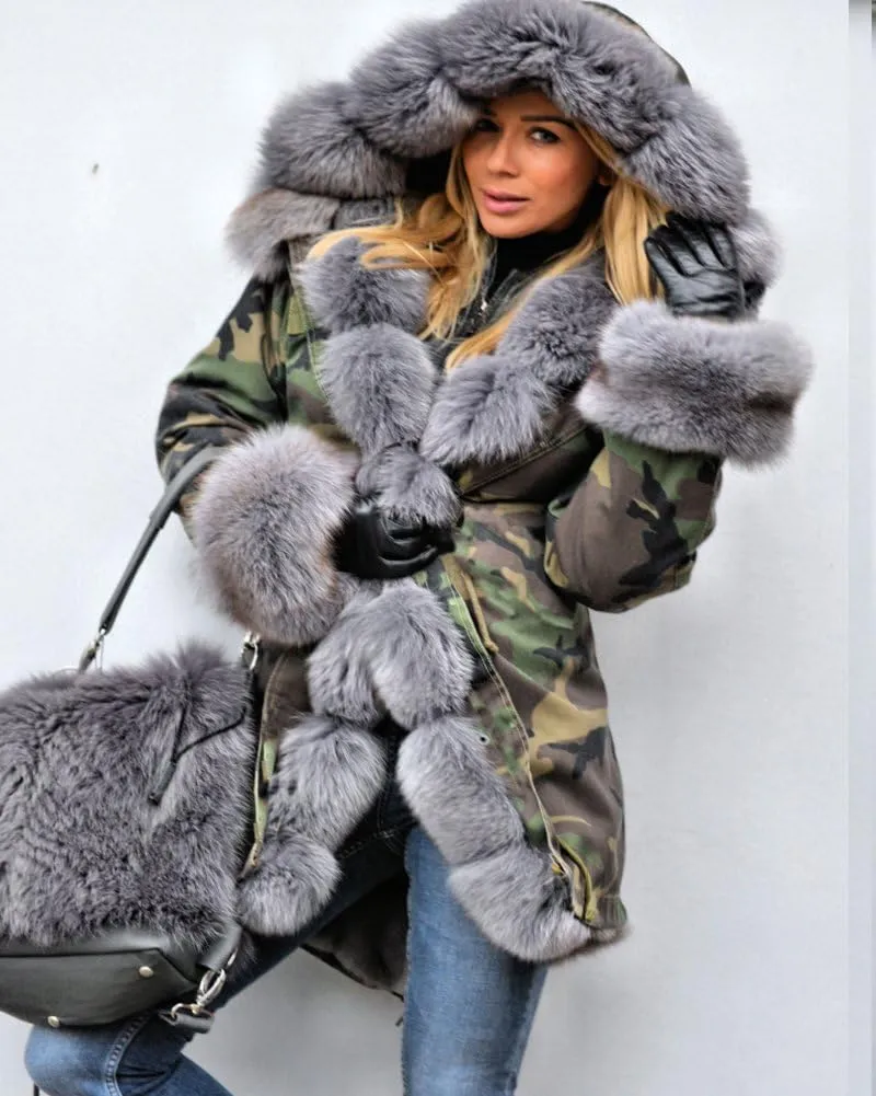 Women's Winter Zip Puffer Coat Thicken Fleece Lined Down Jackets Long Outwear Hooded Parka