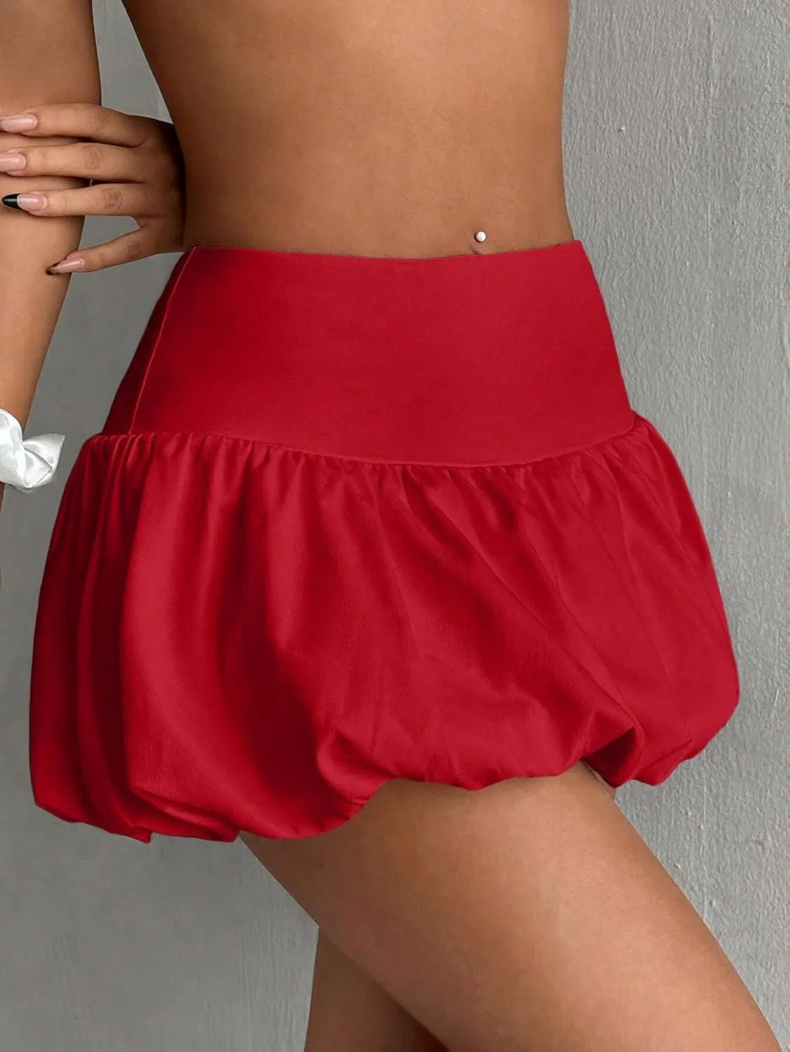 Women's Y2K Bubble Mini Skirt Low Waist Puff Skirt Summer Streetwear Skort with Short Underneath